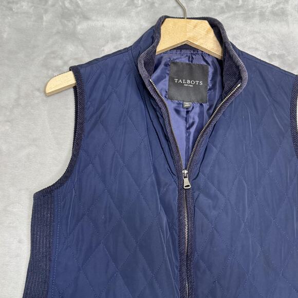 Talbots Vest Womens Medium Petite Navy Blue Quilted Zip Front Pockets Classic - Picture 3 of 8